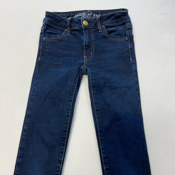 American Eagle Outfitters Womens Skinny Jeans Blue Super Stretch Denim 00 Short - Picture 2 of 11